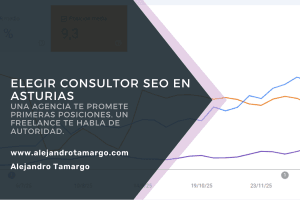 Consultor SEO en Asturias revisando datos de una web en pantalla durante una auditoría